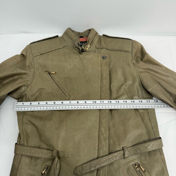 VTG MARC BUCHANAN PELLE PELLE LEATHER Jacket Women’s 9/10 Distressed Green - Picture 9 of 16